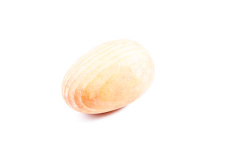 wooden easter egg isolated on white backgroundの写真素材