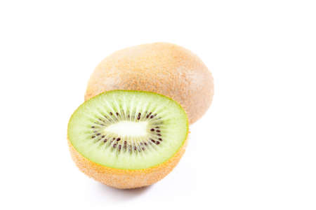 the ripe kiwi isolated on white backgroundの写真素材