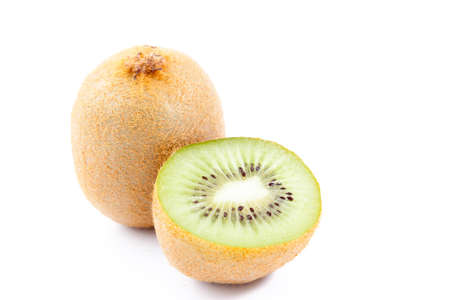 the ripe kiwi isolated on white backgroundの写真素材