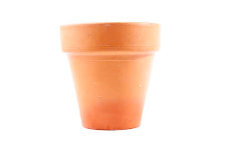 clay flower pot isolated on white backgroundの写真素材