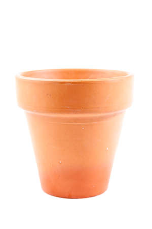 clay flower pot isolated on white backgroundの写真素材