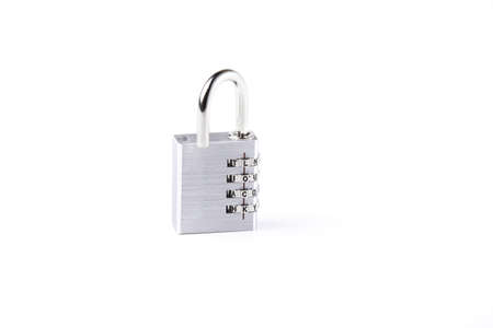 silver Padlock with later code on white backgroundの写真素材
