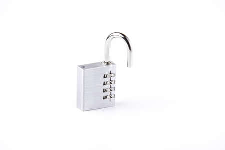 silver Padlock with later code on white backgroundの写真素材