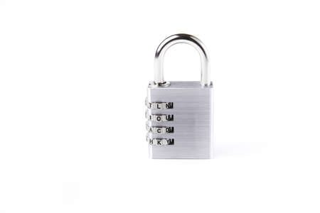 silver Padlock with later code on white backgroundの写真素材