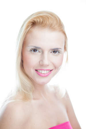 Portrait of beautiful woman on white backgroundの写真素材