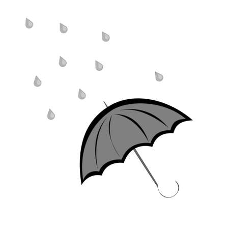 black umbrella and rain dropsのイラスト素材