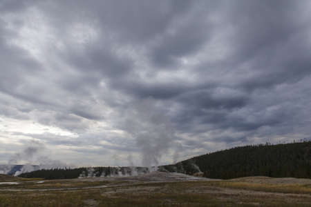yellowstone national park geyserの写真素材