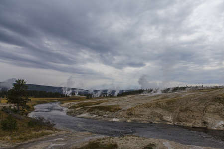 yellowstone national park geyserの写真素材