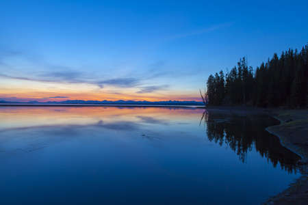 Yellowstone National Park sunrise at yellowstone lakeの写真素材