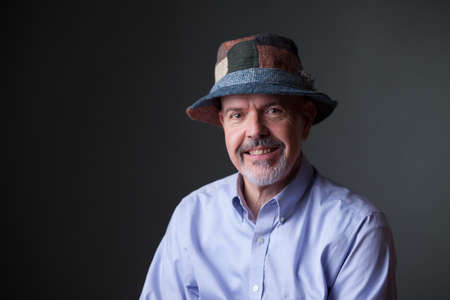 gentleman in shirt and in irish hatの写真素材
