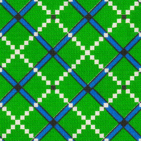 Seamless textile (napkin, towel, fabric) pattern texture.  Textile green blue cell.の写真素材