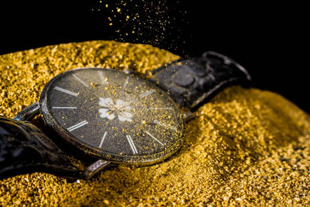 time clock photo metal, old beach watchの写真素材