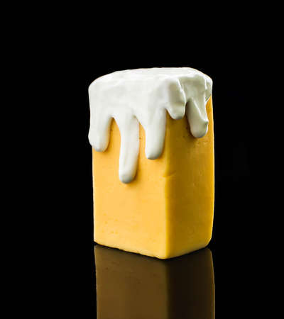 piece of cheese table, light, salt, raw, goat fresh cream bowの写真素材