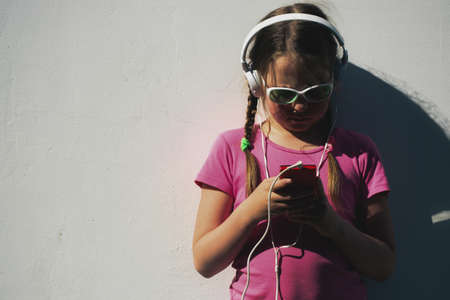 The girl in headphonesの写真素材