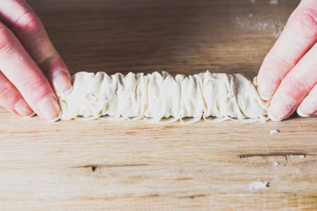 Cooking baklava puff pastryの写真素材