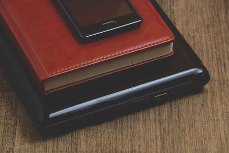 Gadgets on the desktop - laptop, phone and otherの写真素材