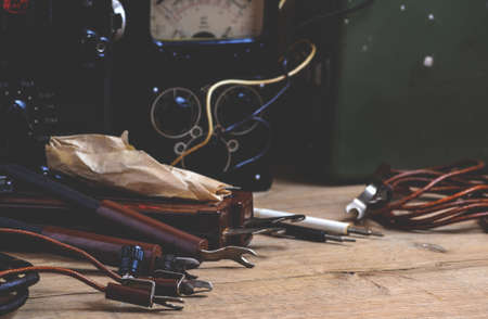 Tester and other equipment for professional electricianの写真素材