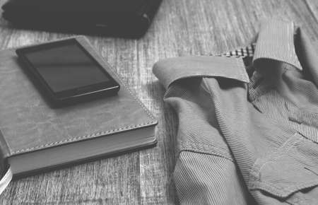 Gadgets on the desktop - laptop, phone and otherの写真素材