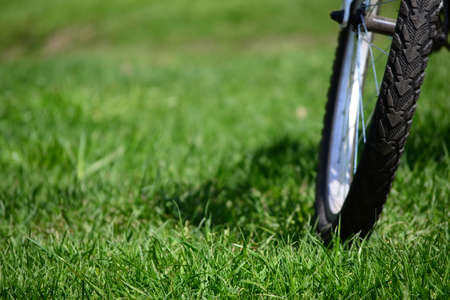 Bike on a grassの写真素材