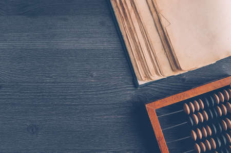 Old wooden abacus the concept of bookkeeping, business or saving money