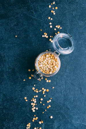 Dried peas on a dark backgroundの写真素材