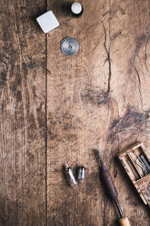 Soldering iron, tin and tools for the professionalの写真素材