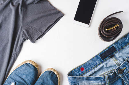 Fashionable men's clothing. Streetwear and accessoriesの写真素材