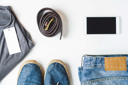 Fashionable men's clothing. Streetwear and accessoriesの写真素材