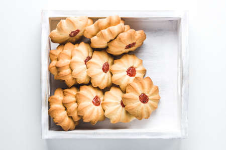 Cookies in a white wooden box