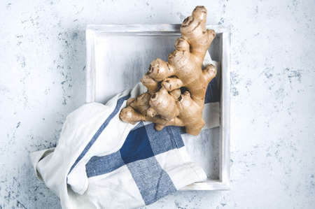 Ginger root on white background