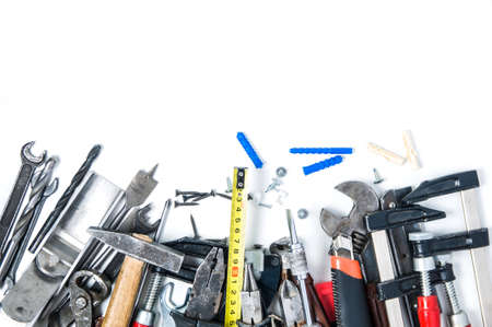 Home tools on white background. Space for text or design