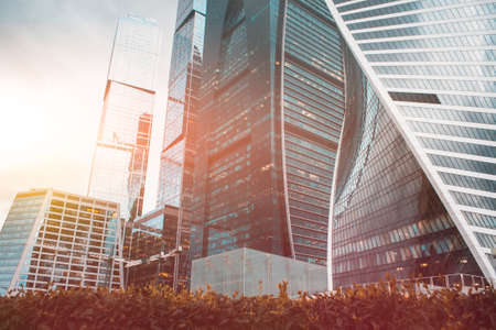 Skyscrapers in Moscow on the background of sunlight