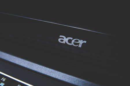 Russia, Moscow, October 02, 2019: Black laptop with ACER logoのeditorial素材