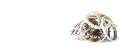 Women's jewelry on white backgroundの写真素材