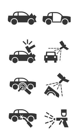 Car body shop icon setのイラスト素材