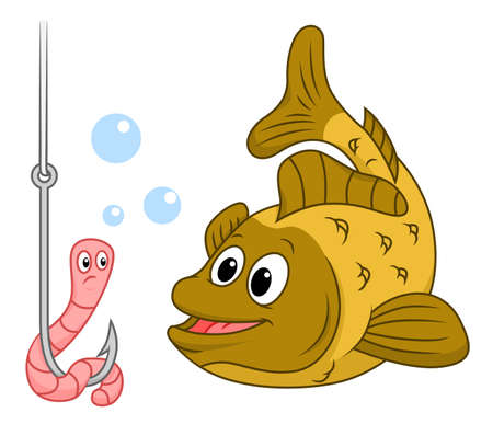 Fish and wormのイラスト素材