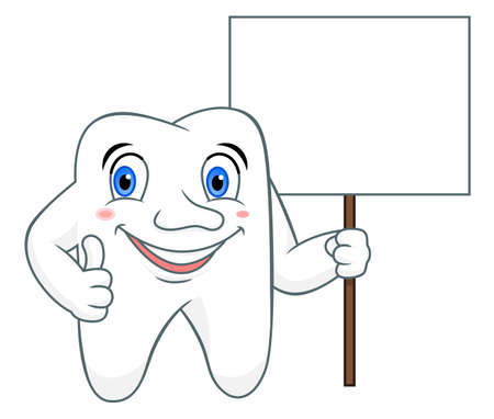 Cartoon tooth with signのイラスト素材