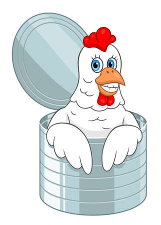 Cartoon cute chicken in the canのイラスト素材