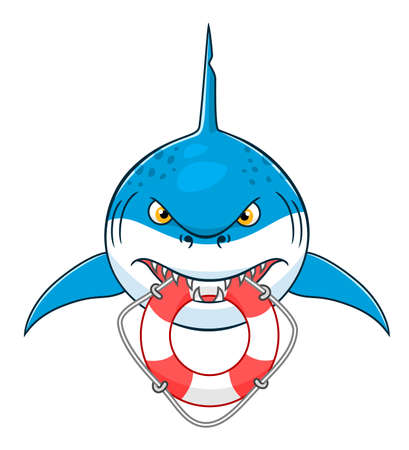 Cartoon cute shark bit lifelineのイラスト素材