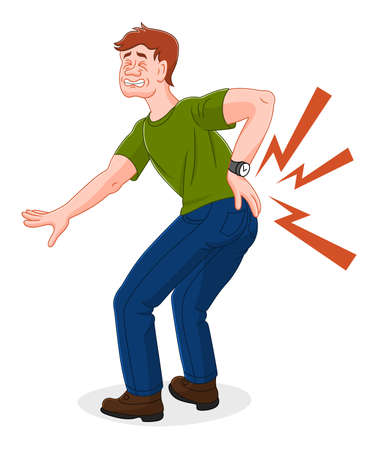 Cartoon man with backacheのイラスト素材