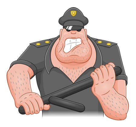 Cartoon angry cop.のイラスト素材