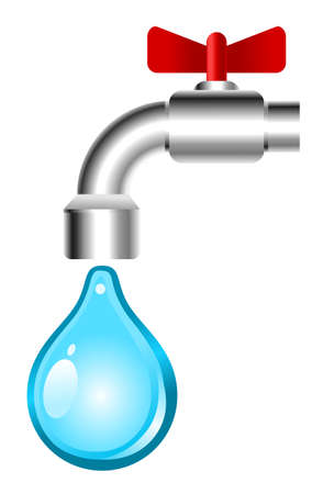 Faucet with water drop on plain background.のイラスト素材
