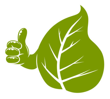 Green cartoon leaf thumbs upのイラスト素材