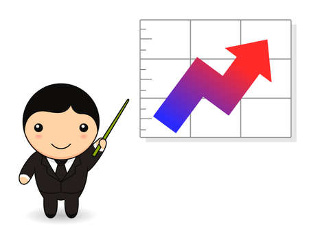 Cartoon businessman with graphのイラスト素材