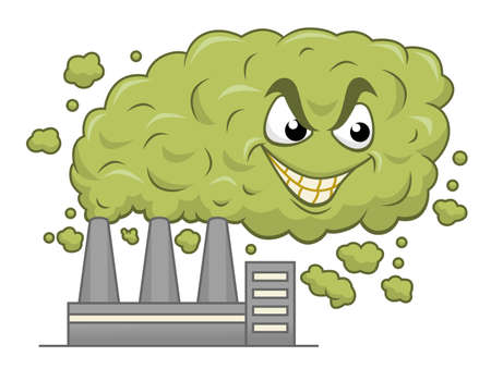 Cartoon smog from factory grinningのイラスト素材