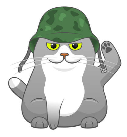 Cartoon cute cat with helmetのイラスト素材