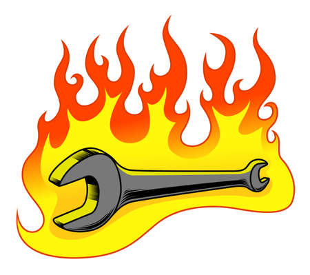 Burning wrench illustrationのイラスト素材