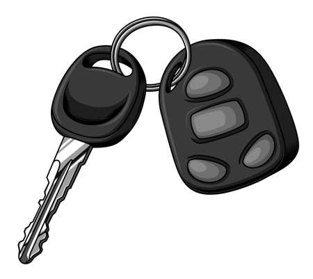Car key and alarm key fob isolated on white backgroundのイラスト素材