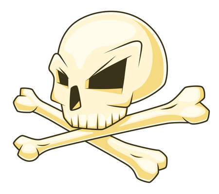 Cartoon jolly roger. Skull and crossbonesのイラスト素材