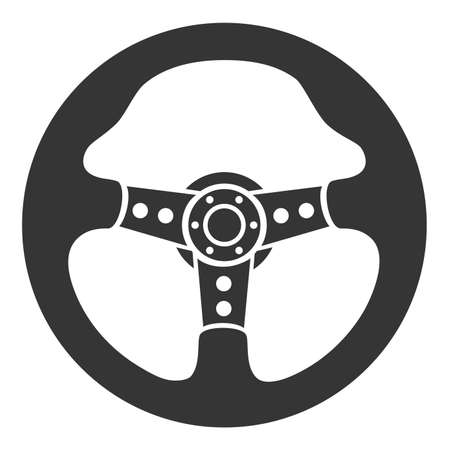 Monochrome sport steering wheel illustrationのイラスト素材